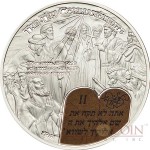 Palau 2ND COMMANDMENT Series TEN COMMANDMENTS Silver coin $2 Partly colored Grind technique on stone 2013